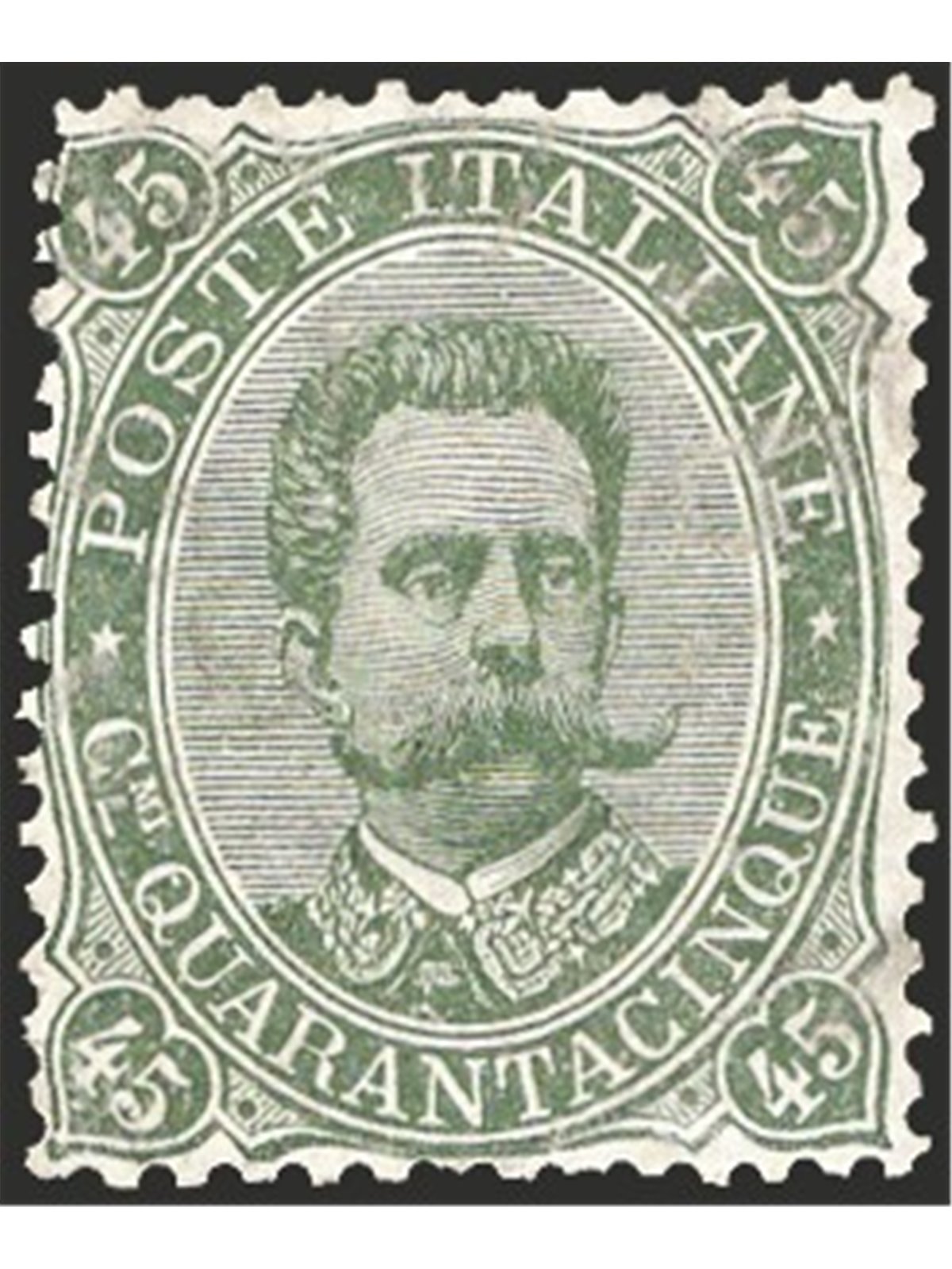 Italy 1889 Umberto I 45 olive green no. 46. Signed by Raybaudi AD certified by Apicella catalogue price €1,100 (*)