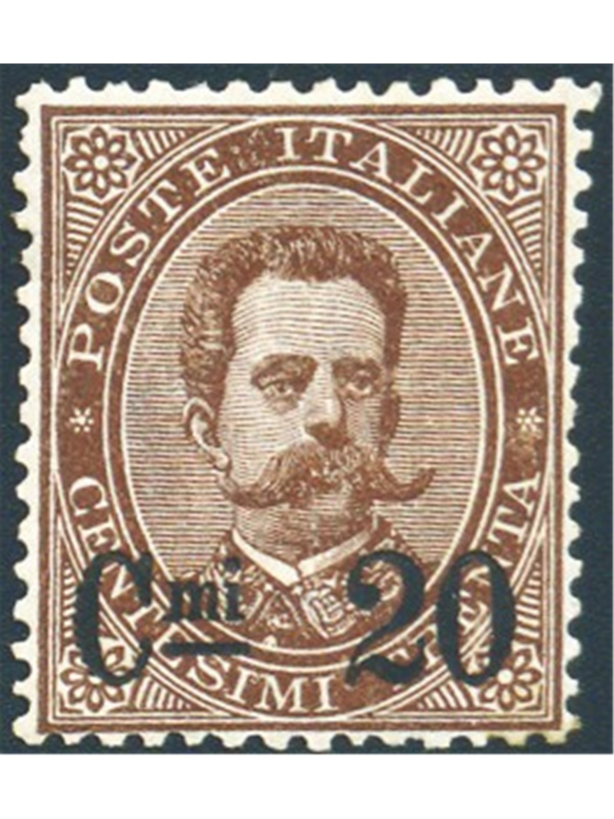 Italia 1890 Umberto I 20 c. su 30 n° 57 con ottima centratura Cert. Biondi Cat. € 1.500 (*)