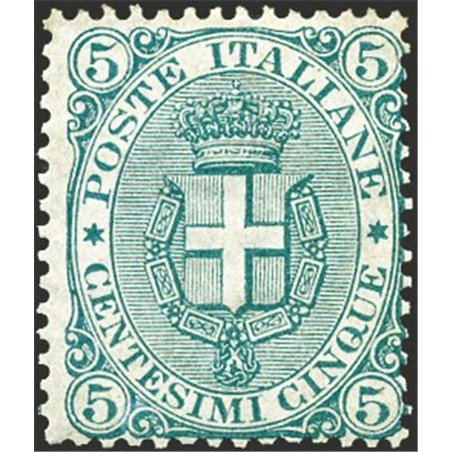 Italy 1891 Umberto I coat of arms 5 c. green No. 59 with fair centring certified by Biondi Cat. €1,900 (**)