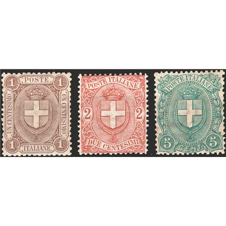Italia 1896/97 Stemmi serie n° 65/67 con ottima centratura Cert. CiBaFil Cat. € 855 (**)