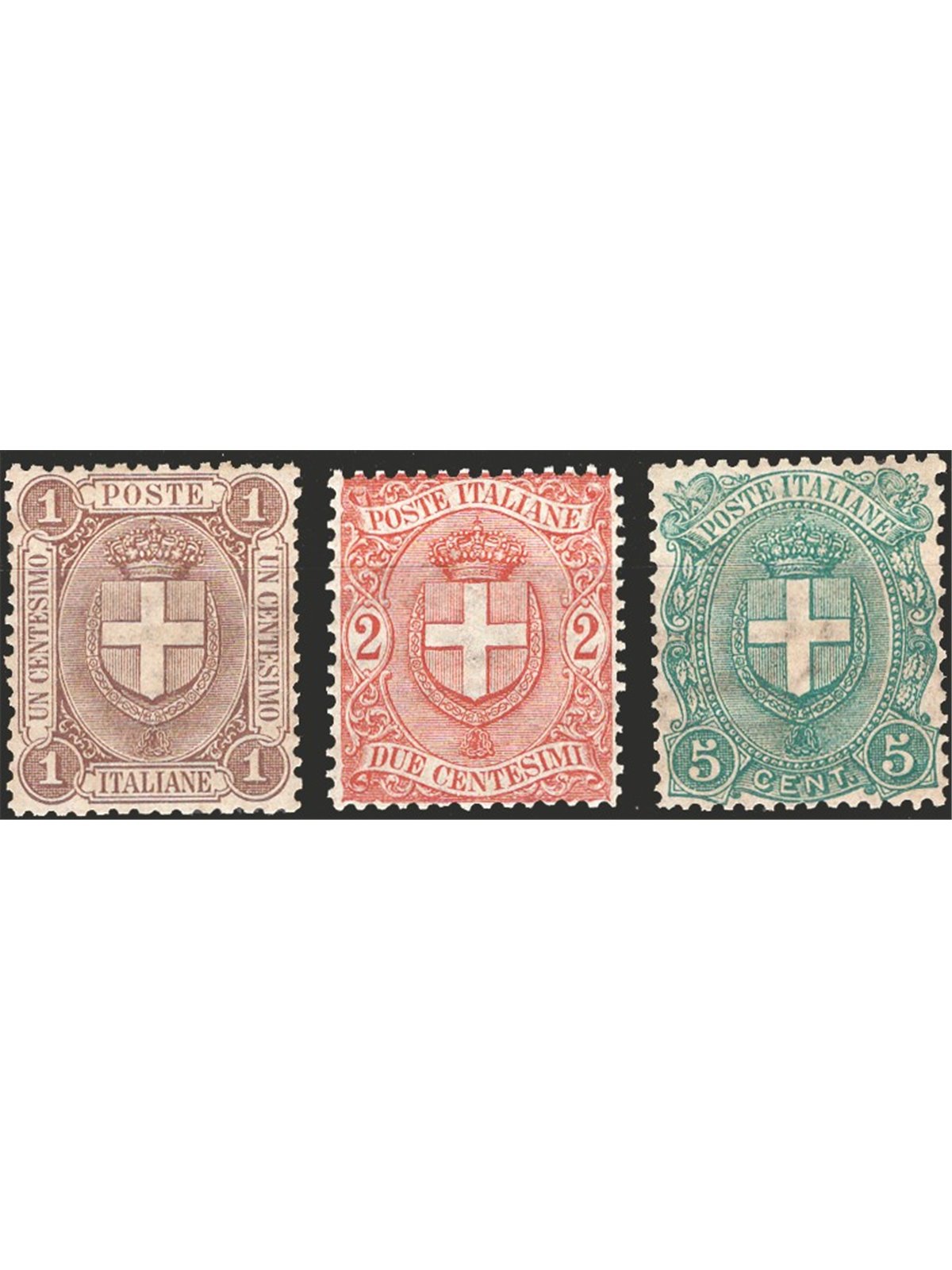 Italia 1896/97 Stemmi serie n° 65/67 con ottima centratura Cert. CiBaFil Cat. € 855 (**)