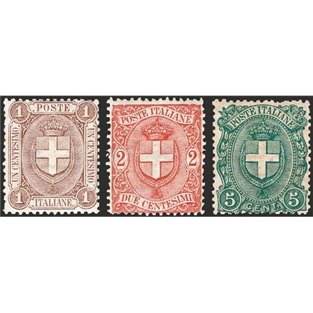 Italia 1896/97 Stemmi serie n° 65/67 con discreta centratura Cat. € 320 (**)