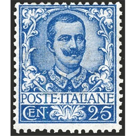 Italy 1901 Floral 25 c. light blue No. 73 with excellent centring Biondi Cert. Cat. €2 000 (*)