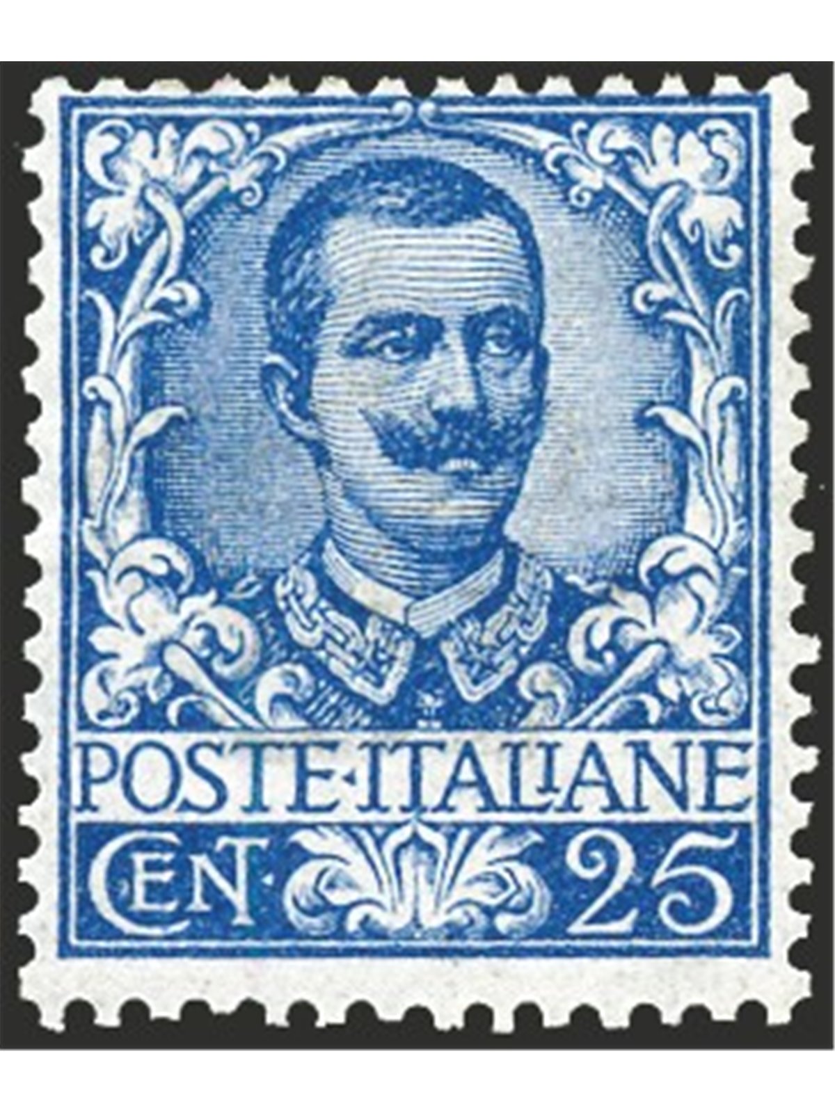 Italy 1901 Floral 25 c. light blue No. 73 with excellent centring Biondi Cert. Cat. €2 000 (*)