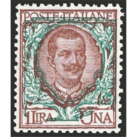 Italia 1901 Floreale 1 £ bruno e verde n° 77 con ottima centratura Cat. € 85 (**)