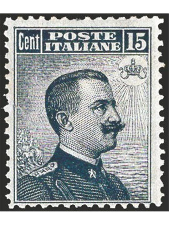 Italia 1909 Michetti 15 c. stampa litografica n° 86. Firm. Chia Cert. CiBaFil Cat. € 1.250 (**)