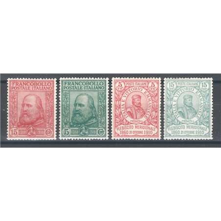 Italy 1910 Garibaldi series No. 87/90 with excellent centring certified by Biondi Cat. €6,500 (**)