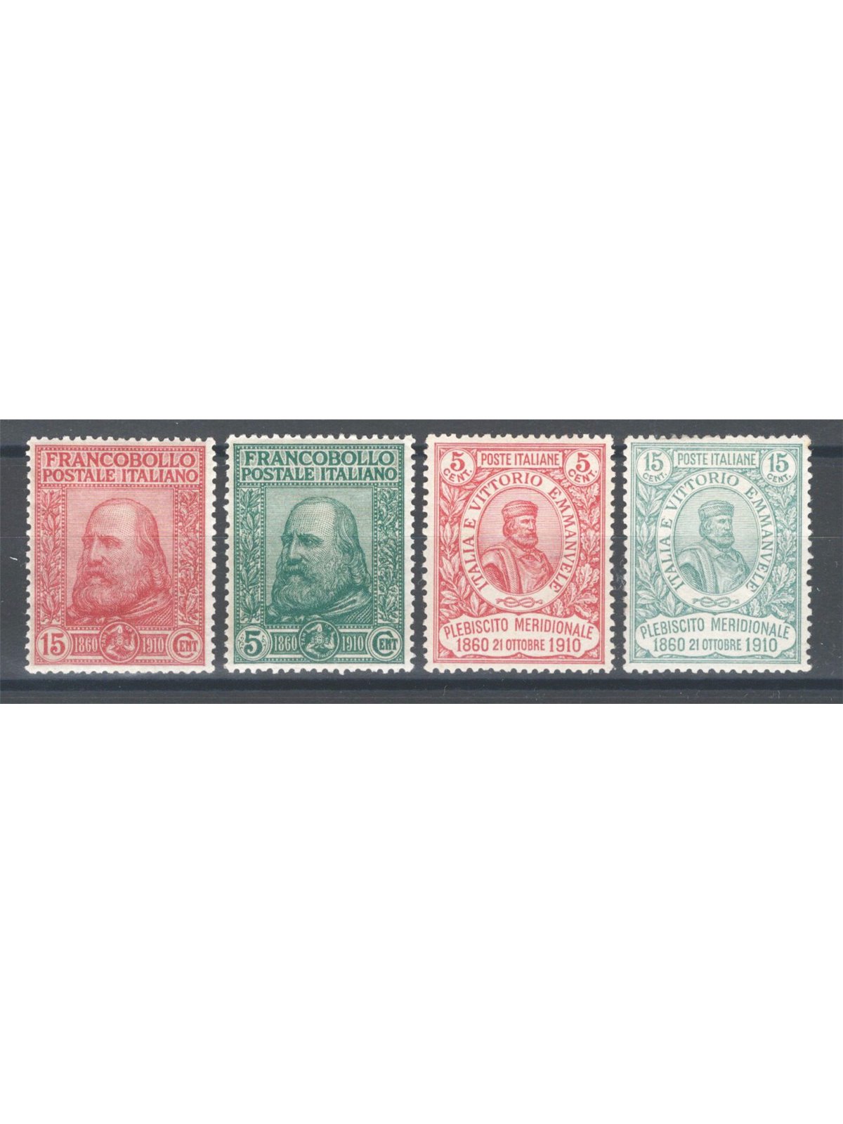 Italia 1910 Garibaldi serie n° 87/90 con ottima centratura Cert. Biondi Cat. € 6.500 (**)