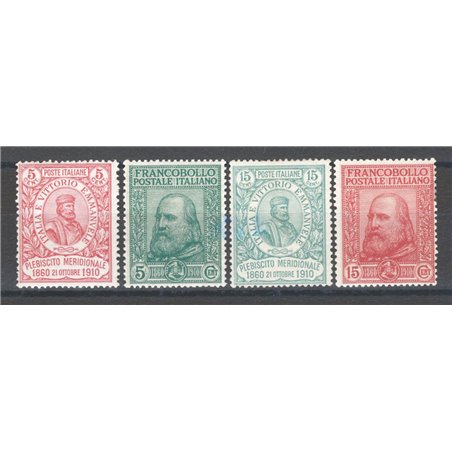 Italy 1910 Garibaldi series No. 87/90 certified by CiBaFil Cat. €2,600 (**)