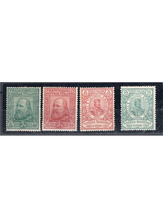 Italy 1910 Garibaldi series No. 87/90 with excellent centring Caffaz certified Cat. €1,625 (*)