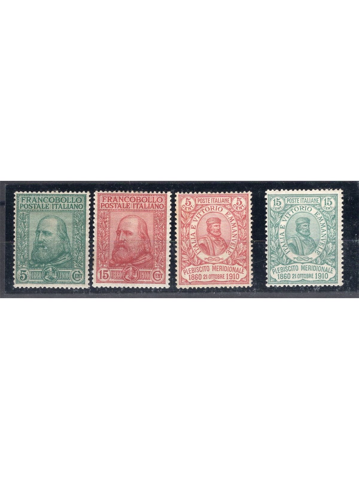 Italy 1910 Garibaldi series No. 87/90 with excellent centring Caffaz certified Cat. €1,625 (*)