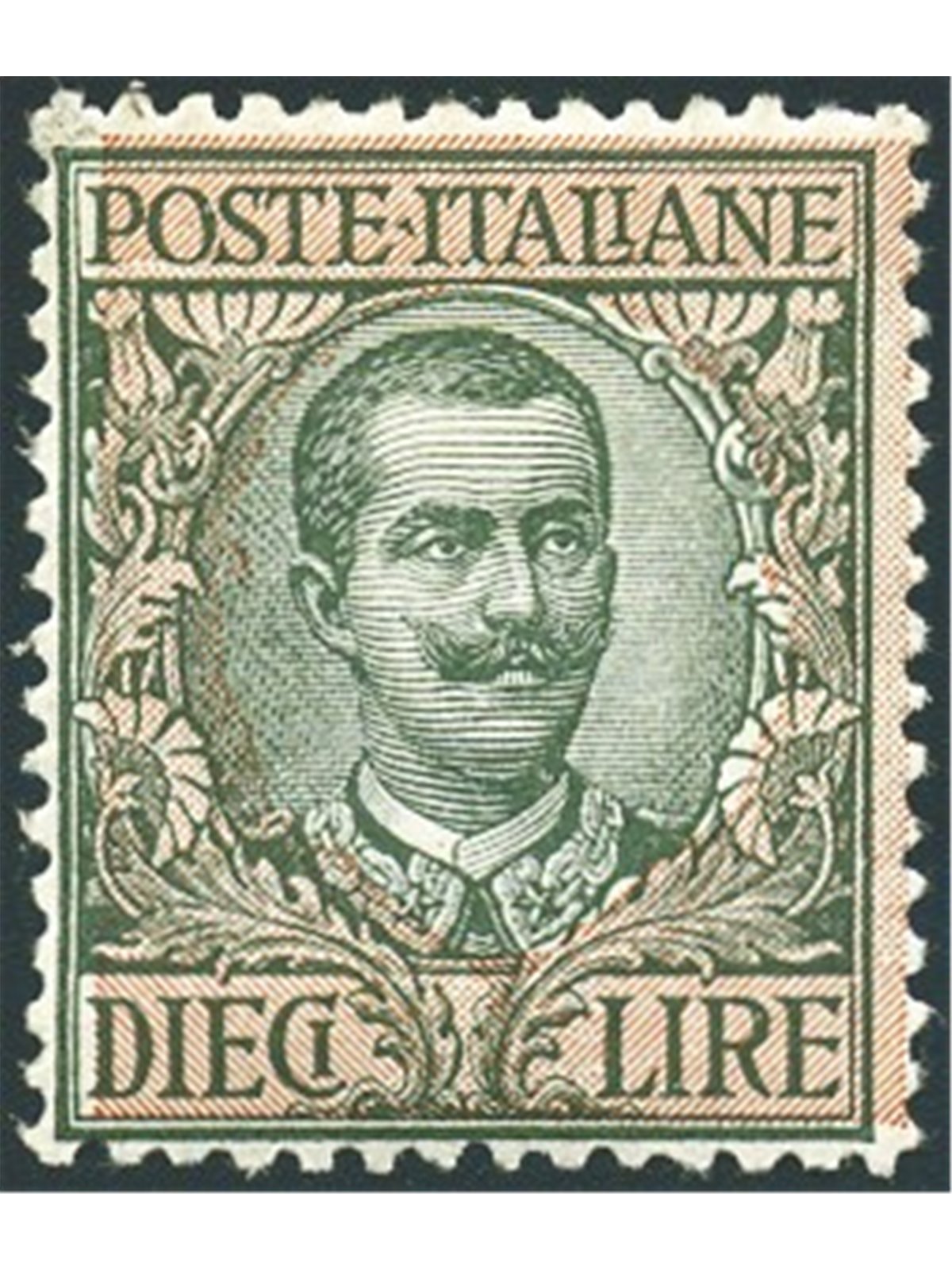 Italia 1910 Floreale 10 £ n° 91 con ottima centratura Cert. Biondi Cat. € 1.400 (**)