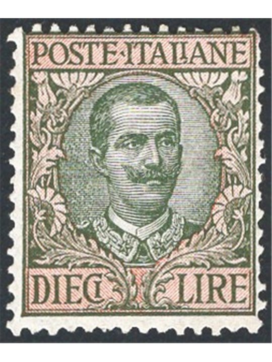 Italia 1910 Floreale 10 £ n° 91 Cert. CiBaFil Cat. € 350 (**)