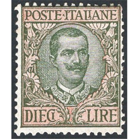 Italia 1910 Floreale 10 £ n° 91 Cert. CiBaFil Cat. € 350 (**)