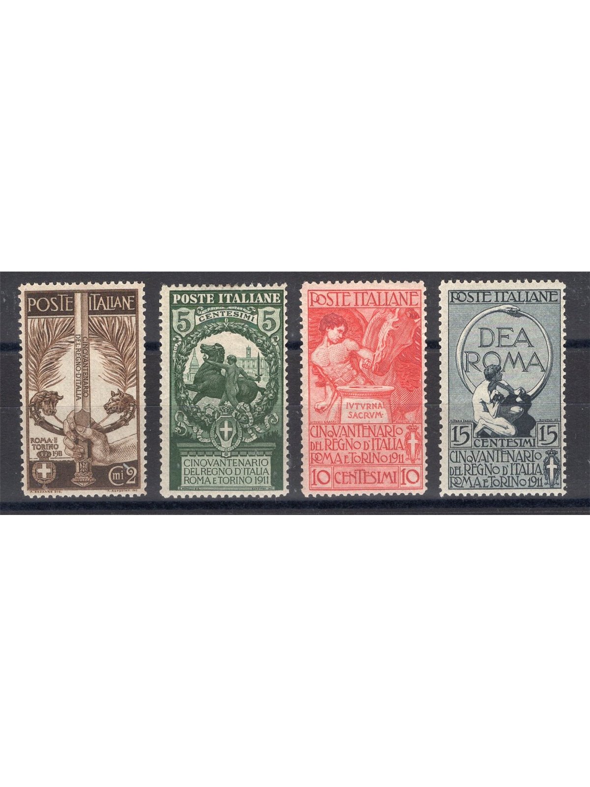 Italy 1911 Unification of Italy superbly centred series no. 92/95 Biondi certified Cat. €1,800 (**)