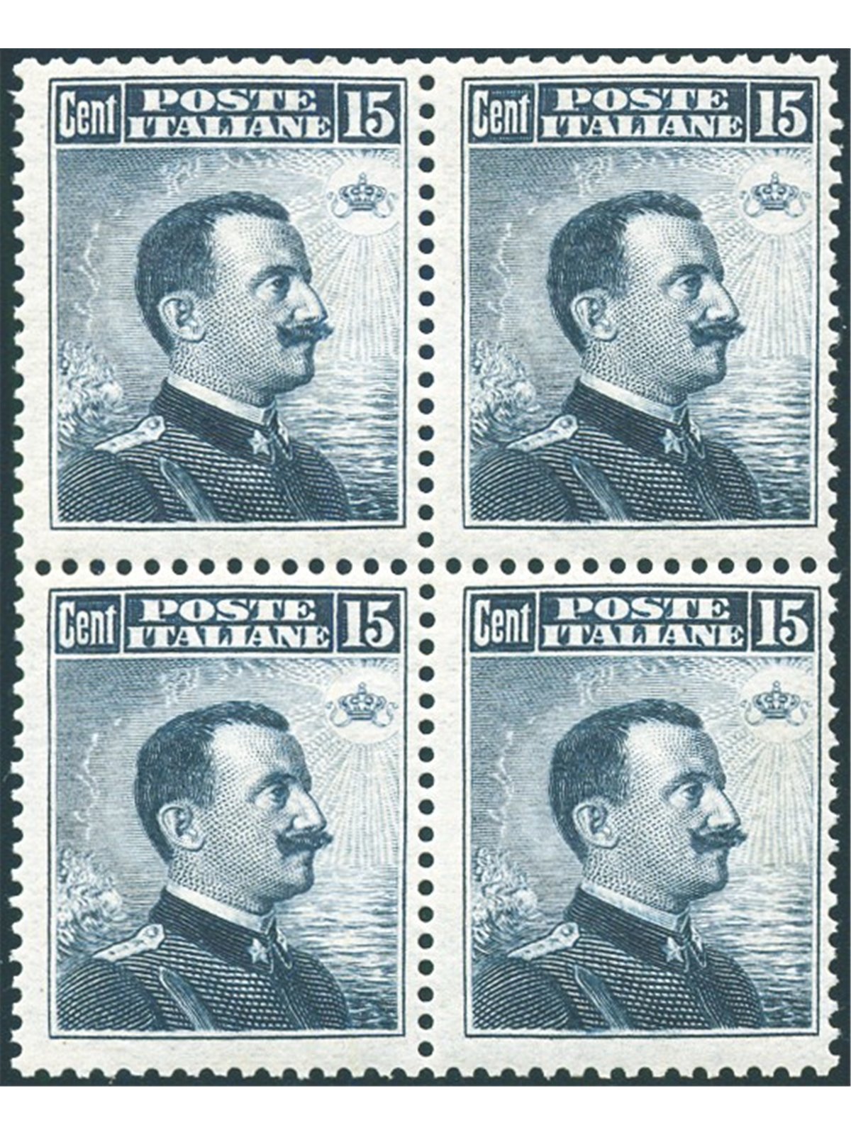 Italia 1911 Vitt. Emanuele 15 c. grigio nero n° 96 in quartina Cert. Biondi Cat. € 550 (**)