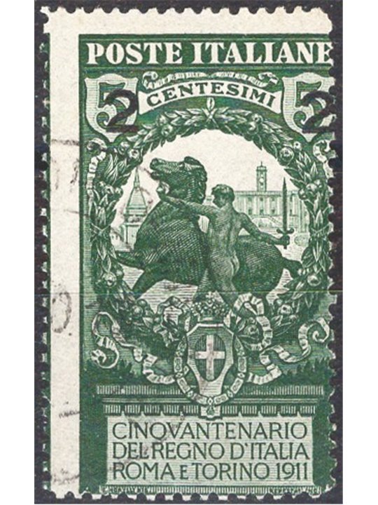 Italy 1913 Unification of Italy 2 c. overprint on 5 green perforation 13½ no. 99a Cat. € 75 (** )