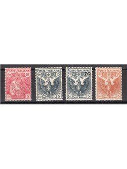 Italia 1915/16 Pro Croce Rossa serie n° 102/5 con ottima centratura Cert. Biondi Cat. € 500 (**)