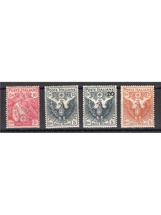 Italy 1915/16 Red Cross series no. 102/5 with excellent centring Biondi certificate Cat. €500 (**)