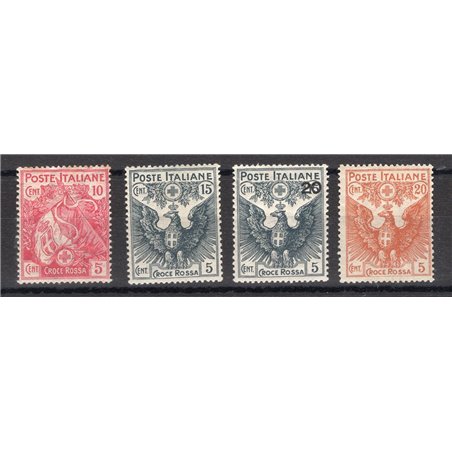 Italy 1915/16 Red Cross series no. 102/5 with excellent centring Biondi certificate Cat. €500 (**)