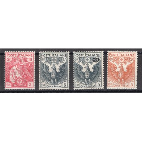 Italy 1915/16 Red Cross series no. 102/5 Biondi certificate Cat. €250 (**)