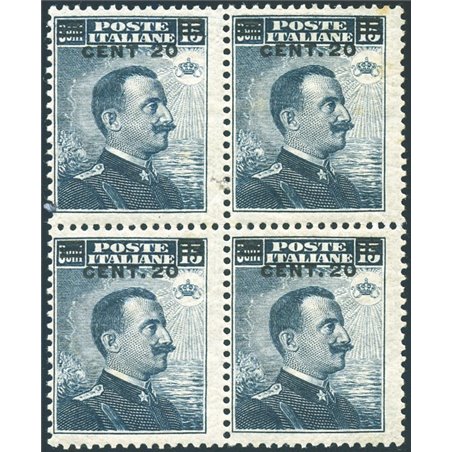 Italy 1916 Michetti 20 c. on 15 no. 106 in a block of four Biondi Certificate Cat. €285 (**)