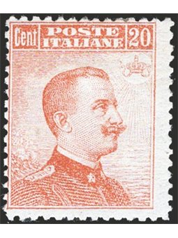 Italia 1916 Michetti 20 c. arancio senza filigrana n° 107 Cert. CiBaFil Cat. € 300 (**)