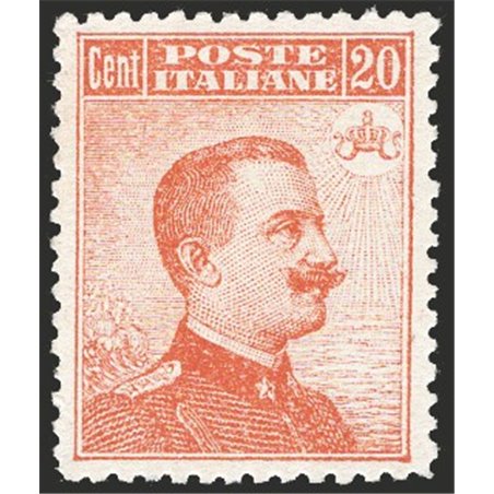 Italy 1916 Michetti 20 c. orange without watermark no. 107 with excellent centring CiBaFil certified Cat. €1,200 (**)