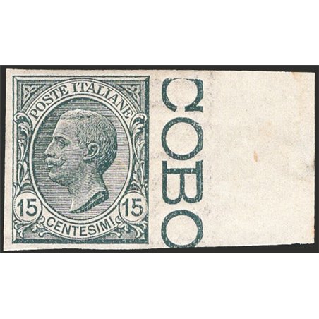 Italy 1919 Victor Emmanuel 15 c. grey edge of sheet imperforated no. 108d CiBaFil certified Cat. €270 (**)