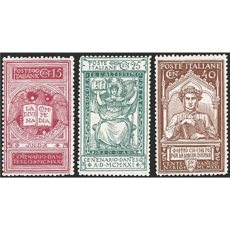 Italy 1921 Dante series No. 116/18 with excellent centring CiBaFil certified Cat. €350 (**)
