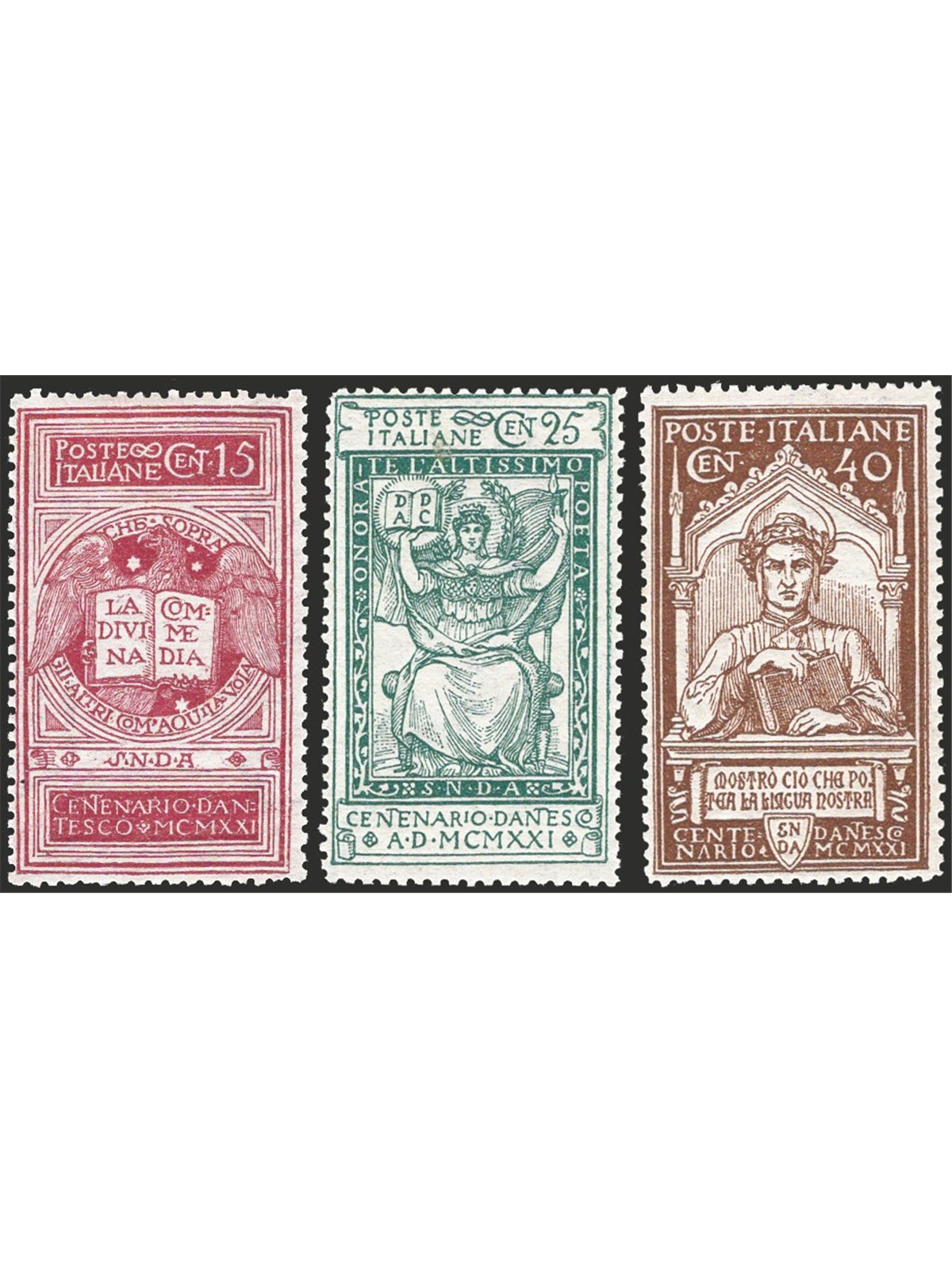 Italy 1921 Dante series No. 116/18 with excellent centring CiBaFil certified Cat. €350 (**)