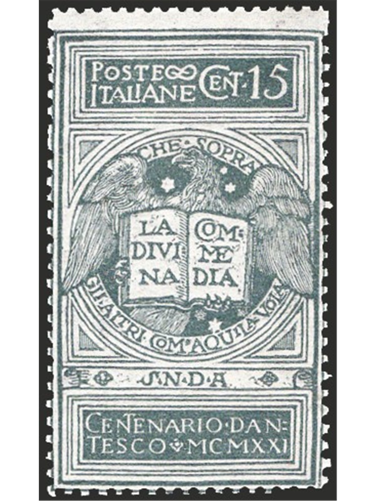 Italy 1921 Dante 15 c. grey unissued no. 116A with exceptional centring for the issue certified CiBaFil Cat. €1,600 (**)