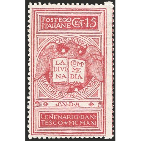 Italia 1921 Dante 15 c. rosa brunastro n° 116B Cert. CiBaFil Cat. € 3.000 (**)