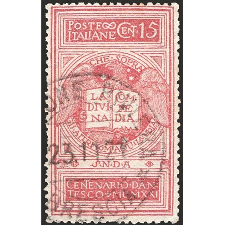 Italia 1921 Dante 15 c. rosa brunastro con annullo di Gardone Riviera n° 116B Cert. CiBaFil Cat. € 5.000 (U)