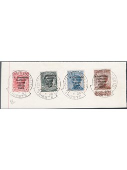 Italia 1922 Congresso Filatelico serie n° 123/26 su ampio frammento con annulli completi Cert. CiBaFil Cat. € 1.600 (U/Fr)