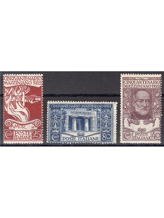 Italy 1922 Mazzini series no. 128/30 Cat. €200 (**)