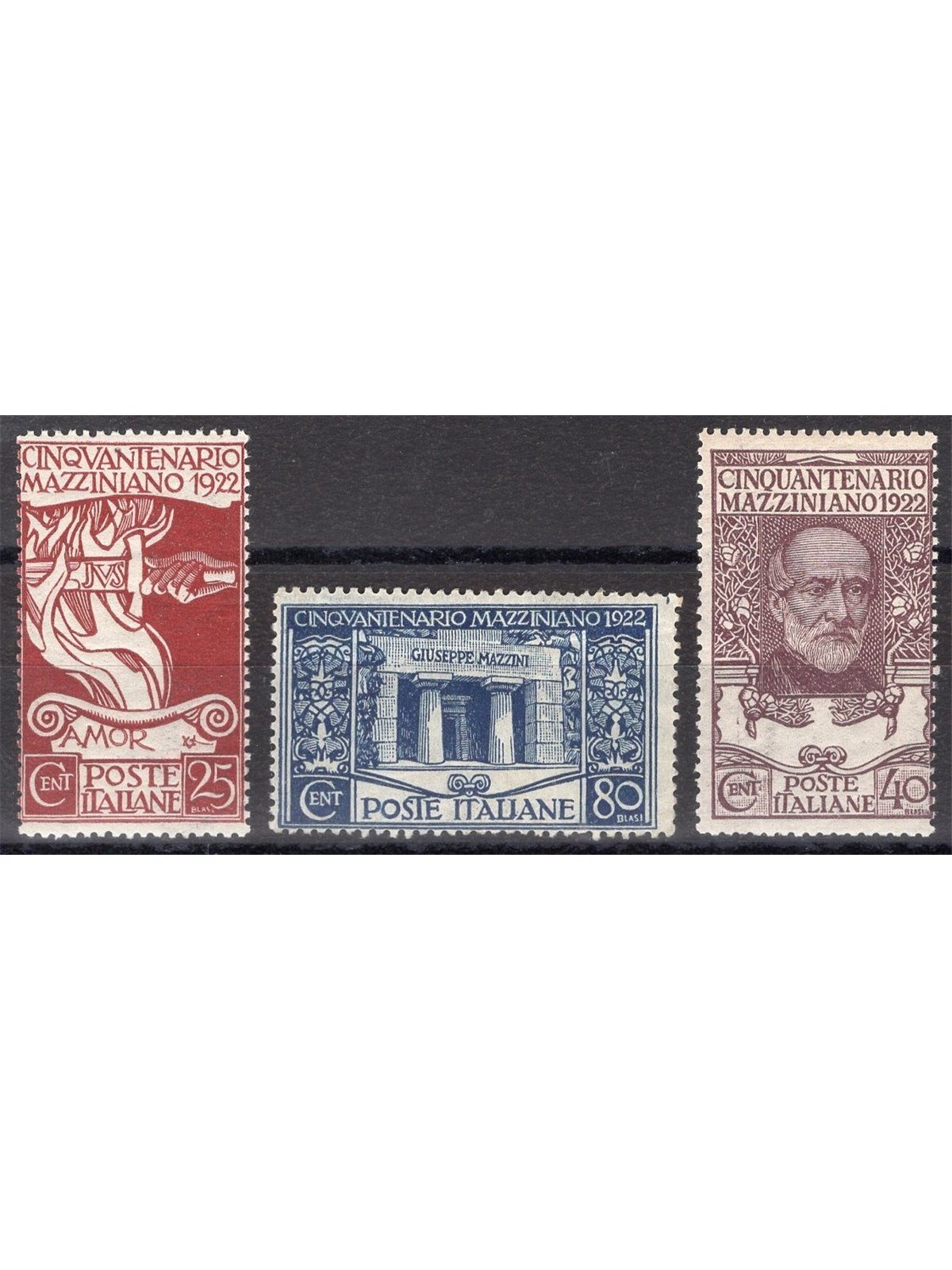 Italy 1922 Mazzini series no. 128/30 Cat. €200 (**)