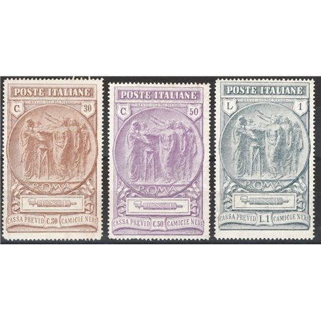 Italia 1923 Camicie Nere serie n° 147/49 con ottima centratura Cert. Biondi Cat. € 800 (**)