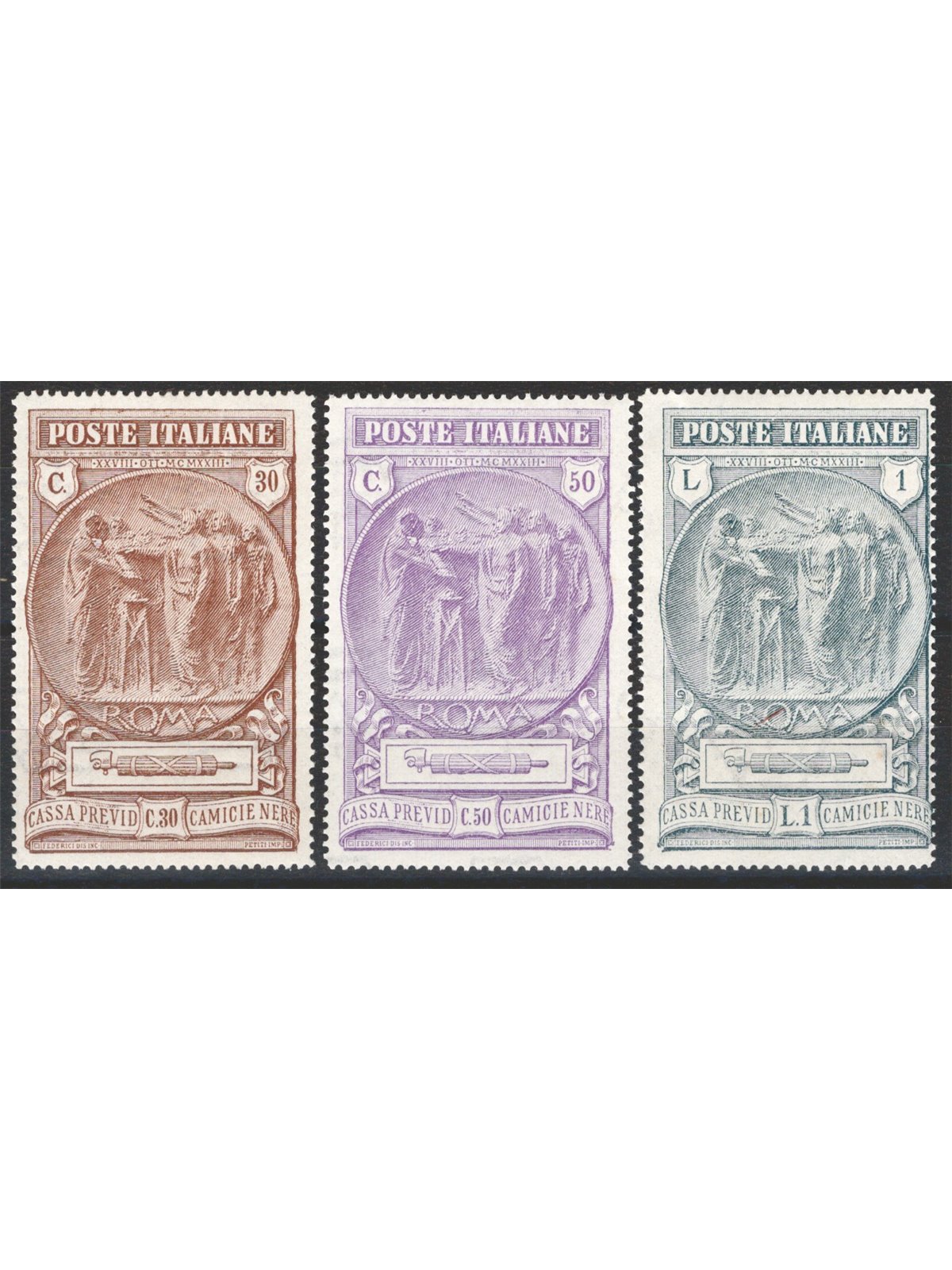 Italia 1923 Camicie Nere serie n° 147/49 Cat. € 400 (**)