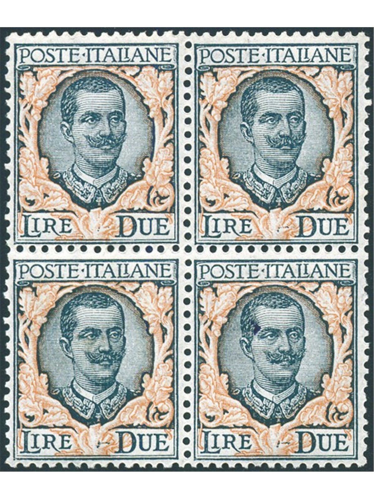 Italia 1923 Floreale 2 £ n° 150 in quartina con ottima centratura Cert. Biondi Cat. € 1.580 (**)