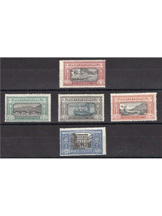 Italia 1923 Manzoni serie n° 151/55 Cert. Biondi Cat. € 1.000 (**)