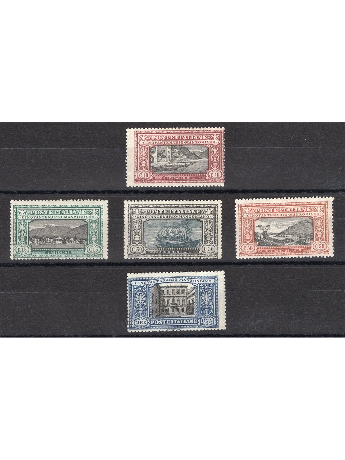 Italia 1923 Manzoni serie n° 151/55 Cert. Biondi Cat. € 1.000 (**)