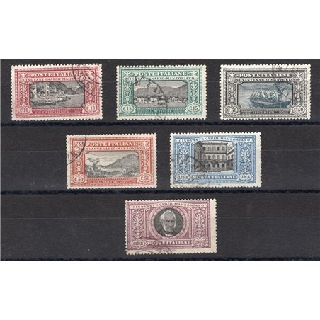 Italia 1923 Manzoni serie n° 151/56 con annulli non garantiti in quanto poco leggibili.  Cat. € 9.000 (U)