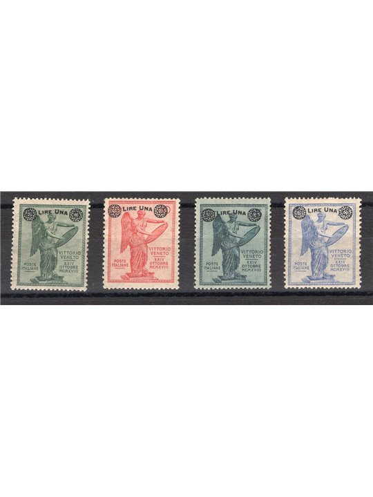 Italia 1924 Vittoria soprast. serie n° 158/61 con ottima centratura Cert. Biondi Cat. € 900 (**)