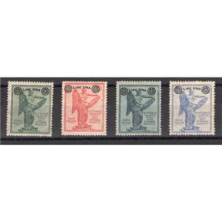 Italy 1924 Victory overprint series no. 158/61 with excellent centring certified Biondi Cat. €900 (**)