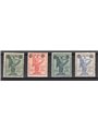 Italy 1924 Victory overprint series no. 158/61 with excellent centring certified Biondi Cat. €900 (**)