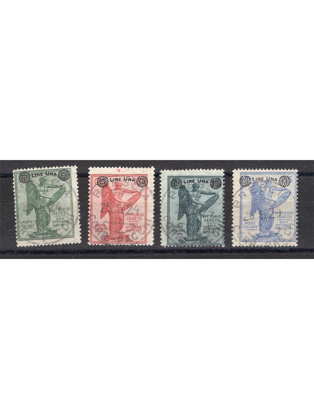 Italy 1924 ‘Vittoria’ overprint series no. 158/61 certified by CiBaFil Cat. €2,200 (U)