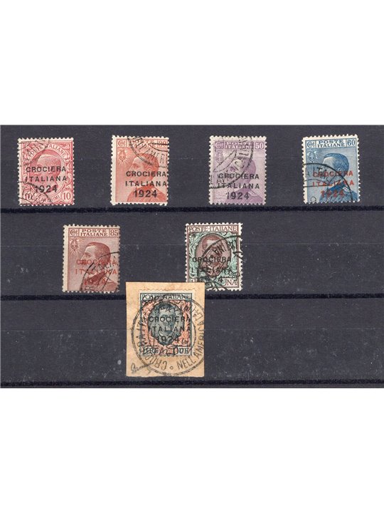Italy 1924 Italian Cruise series no. 162/68 with original cruise cancellations Biondi certificate Cat. €1,750 (U)
