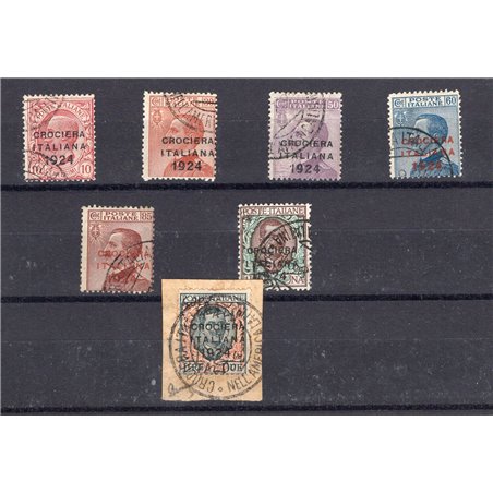 Italia 1924 Crociera Italiana serie n° 162/68 con annulli originali della crociera Cert. Biondi Cat. € 1.750 (U)