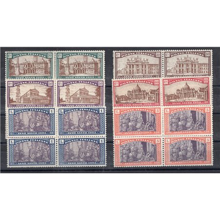 Italia 1924 Anno Santo serie n° 169/74 in quartina con ottima centratura Cert. Biondi Cat. € 1.100 (**)